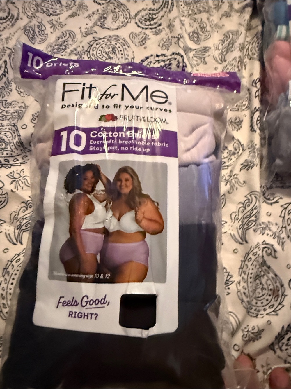 Fruit of the Loom Women’s Cotton Briefs - Black and Lavender (10-Pack)